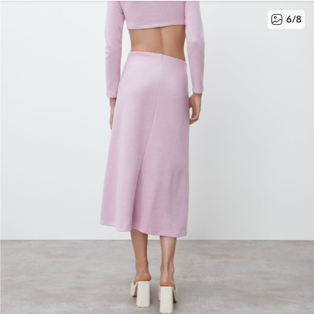 Zara Lilac Purple Knit Midi Skirt - Picture 4 of 7